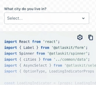 loading concept on a Combobox component in Atlaskit.