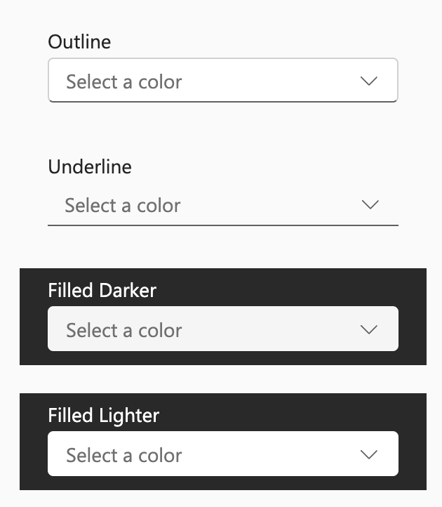 borderless concept on a Combobox component in UI Fabric.