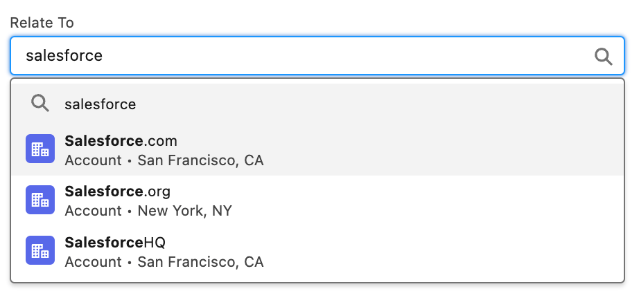autocomplete-list concept on a Combobox component in Lightning Design System.