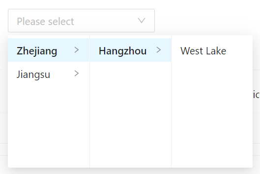 content picker – multi-level concept on a Popup component in Ant Design.
