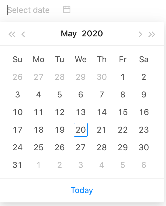 borderless concept on a Datepicker component in Ant Design.