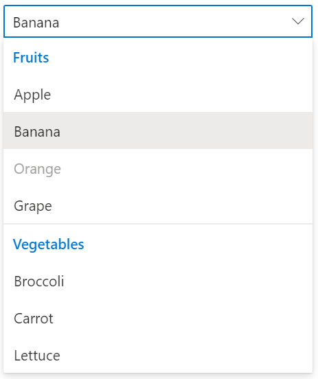 single concept on a Select component in UI Fabric.