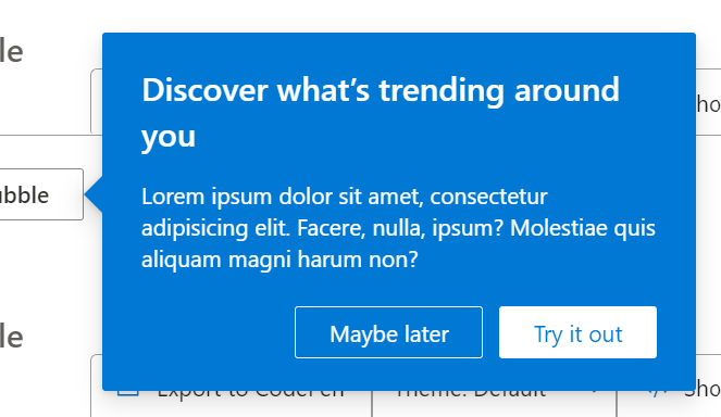 misc concept on a Popup component in UI Fabric.