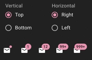 position concept on a Badge component in Material Components Web.
